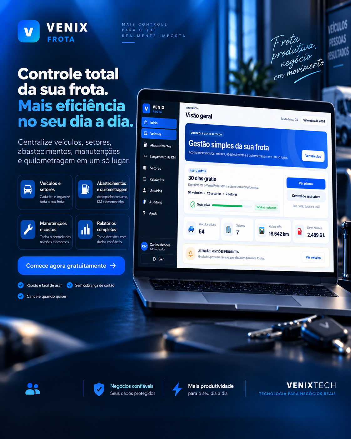 Arte comercial com visão geral do Venix Frota